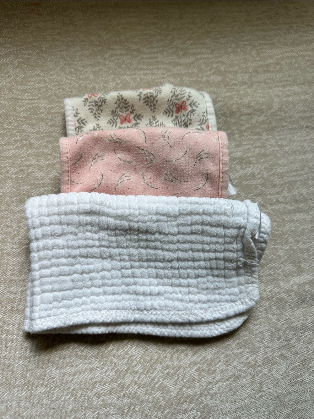Soft Cotton Baby Burp Cloth Set - Pink & White